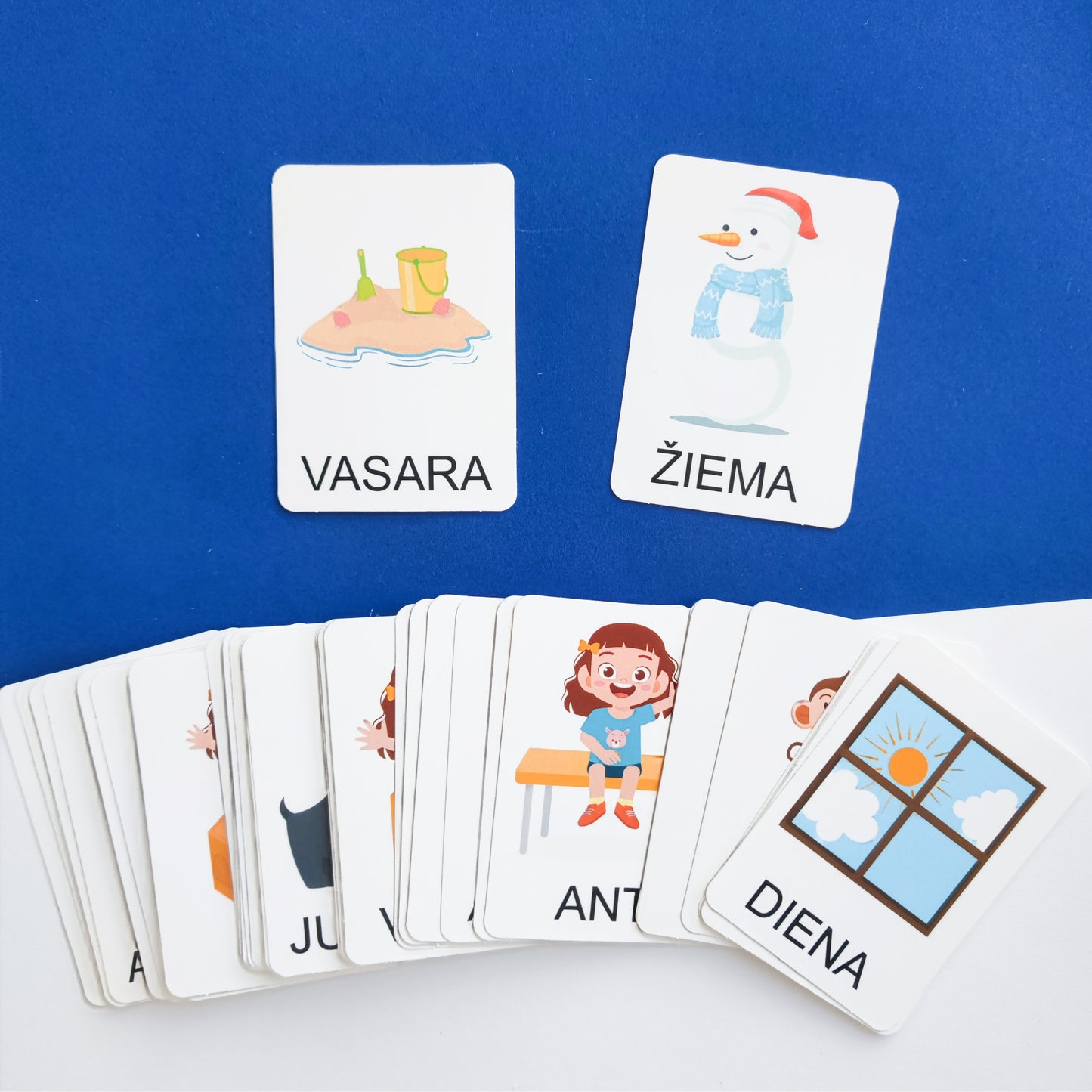Montessori lavinamosios kortelės „Priešingybės“