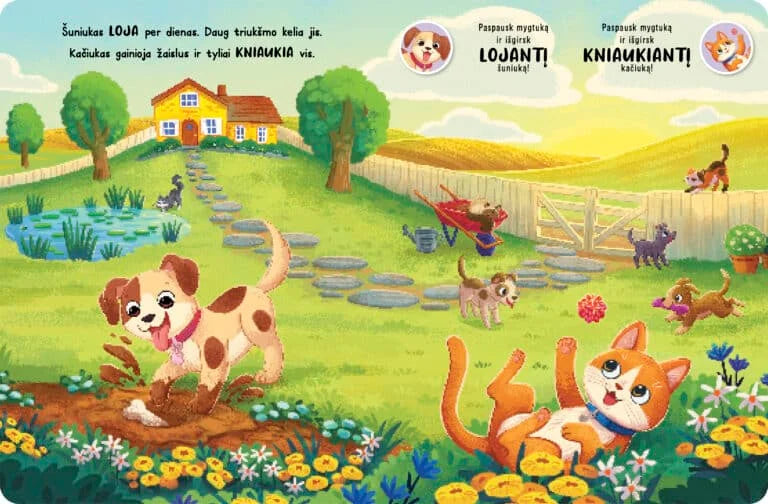 Kačiukai, šuniukai ir kiti mieli augintiniai (su 8 garsais)