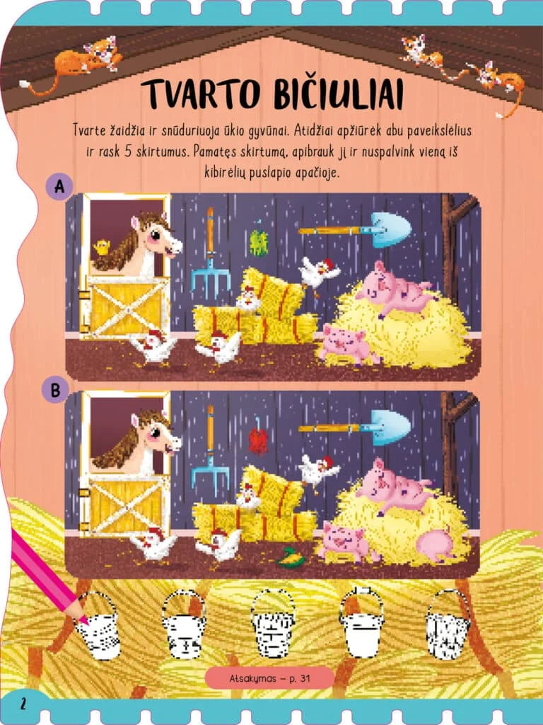 Linksmasis ūkis su iškiliais lipdukais