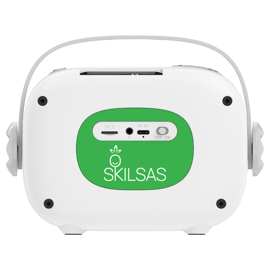 Muzikos grotuvas vaikams ,,Skilsas” su mikrofonu (su įrašytomis lietuviškomis dainomis ir pasakomis) + lietuviškai įgarsintos „Šnekančios kortelės“ (Iš 168 kortelių - 5 kortelės neveikia(gamyklos klaida)