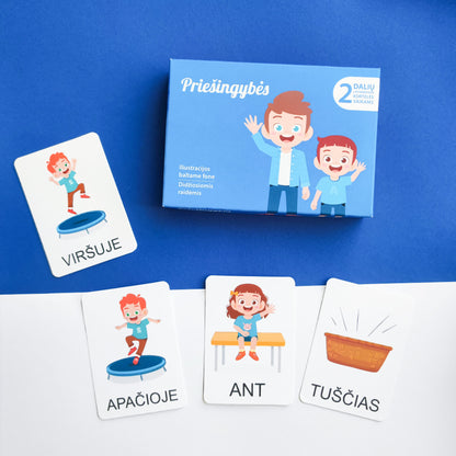 Montessori lavinamosios kortelės „Priešingybės“