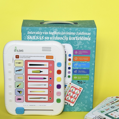 Interaktyvus logikos lavinimo žaidimas SKILSAS su užduočių kortelėmis