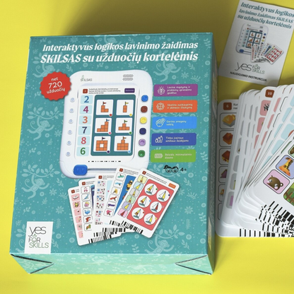 Interaktyvus logikos lavinimo žaidimas SKILSAS su užduočių kortelėmis