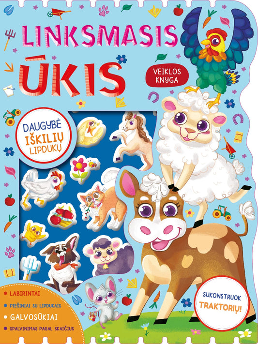 Linksmasis ūkis su iškiliais lipdukais