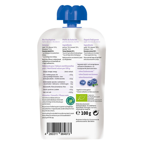 MOGLi Organic Fruit Pouch - Blueberry Apple Banana