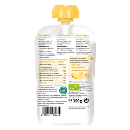 MOGLi ekologiškas vaisių tyrelės pakelis – mangų, guavos ir bananų