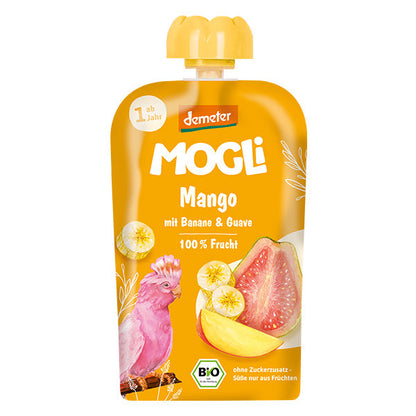 MOGLi ekologiškas vaisių tyrelės pakelis – mangų, guavos ir bananų