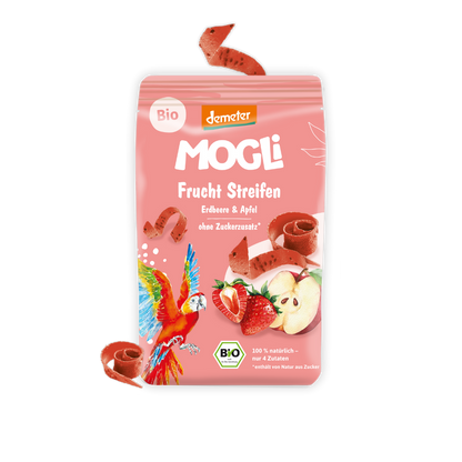 MOGLi ekologiškos braškių ir obuolių juostelės