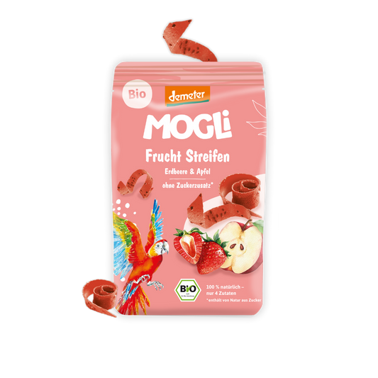 MOGLi ekologiškos braškių ir obuolių juostelės